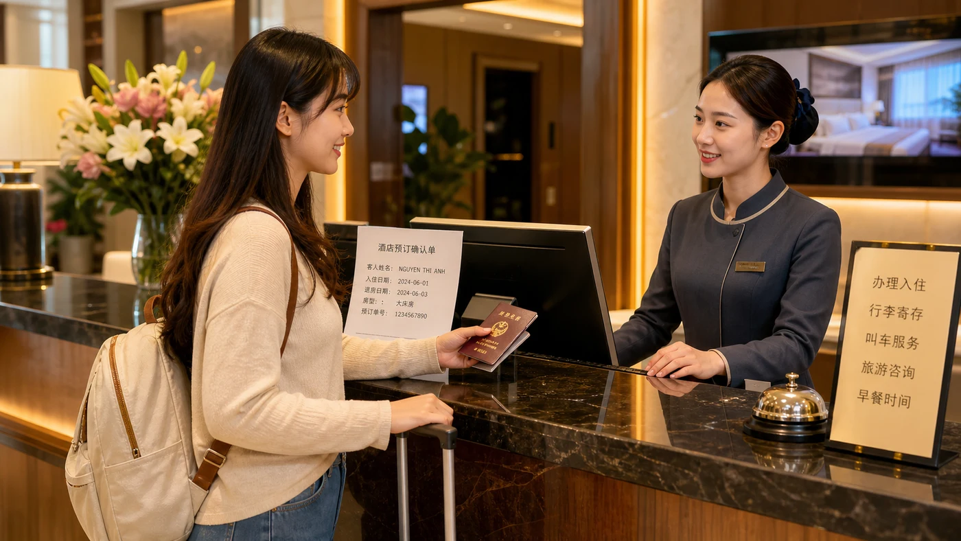 Mẫu câu đặt khách sạn bằng tiếng Trung cho người đi du lịch