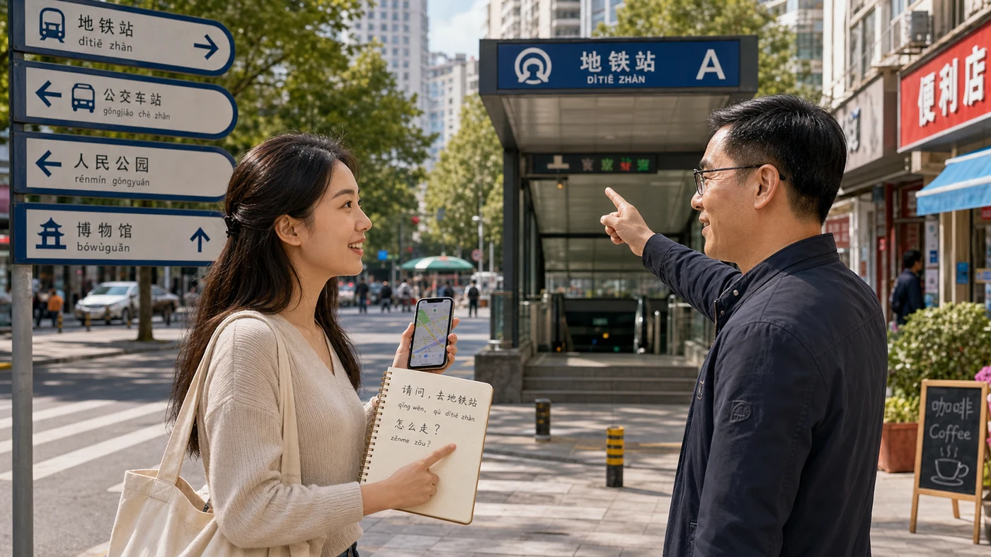 Mẫu câu hỏi đường tiếng Trung cơ bản: hỏi, nghe và xác nhận