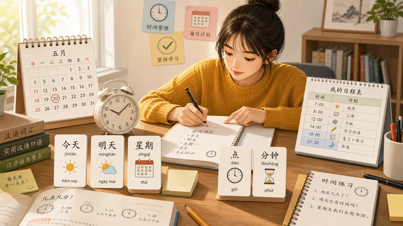 Từ vựng tiếng Trung về thời gian: ngày tháng, giờ giấc và mẫu câu