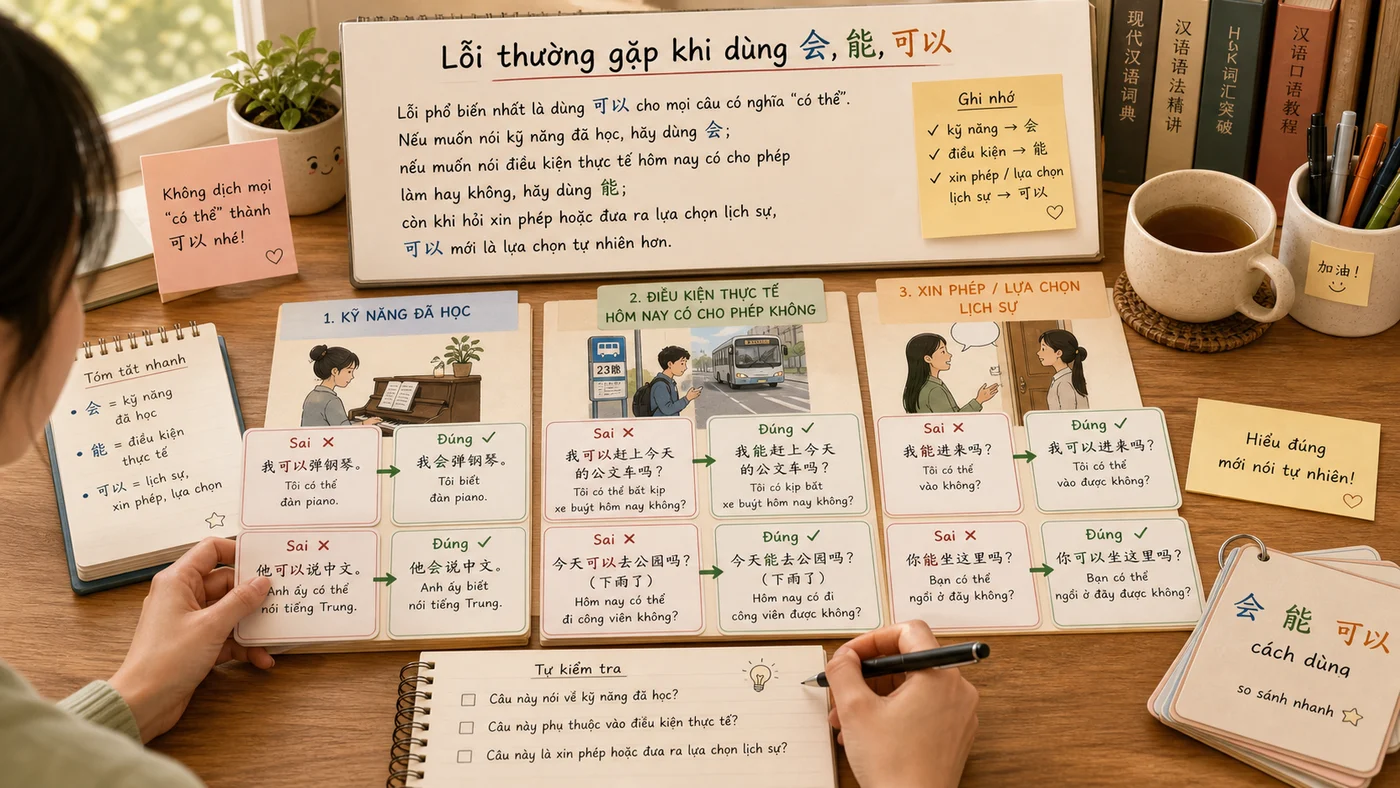 Minh họa lỗi dịch mọi câu có thể thành 可以 khi học tiếng Trung