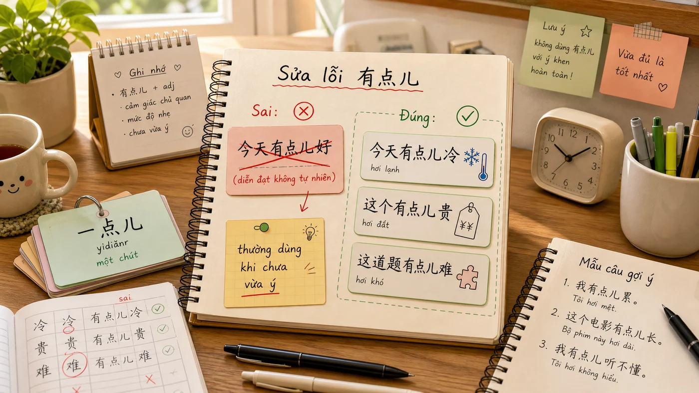 Lỗi thường gặp khi dùng 有点儿 với tính từ tích cực trong tiếng Trung