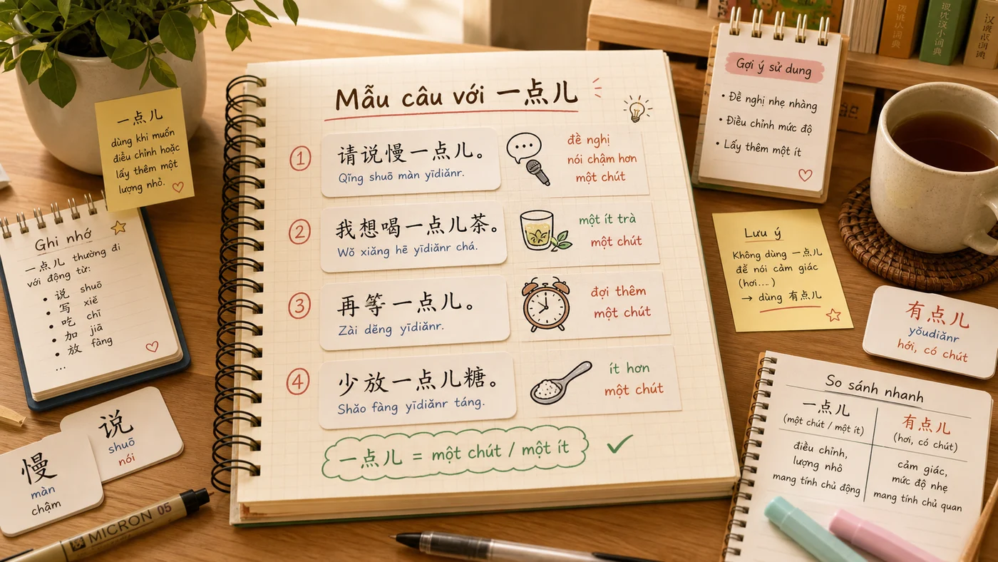 Mẫu câu tiếng Trung với 一点儿 trong giao tiếp hằng ngày