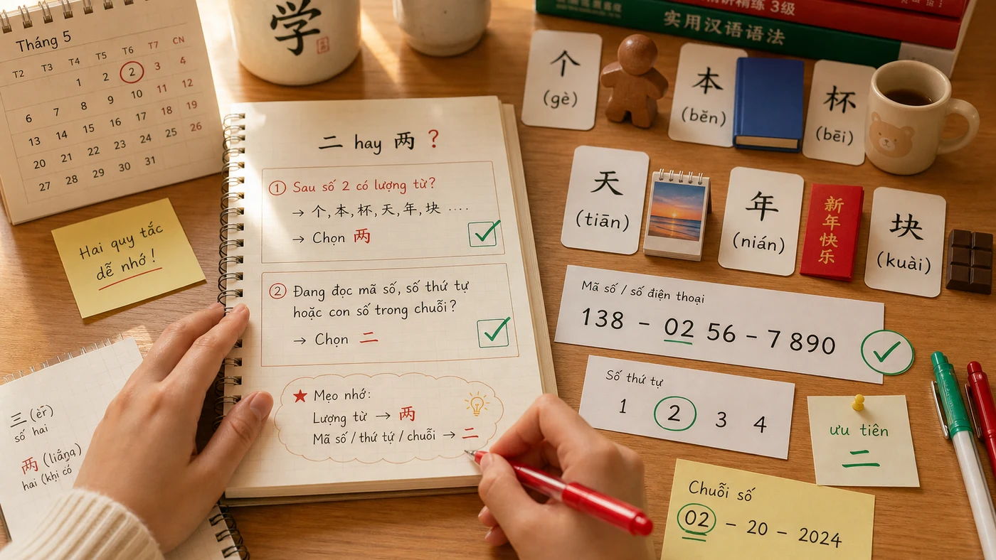 Checklist chọn 二 hoặc 两 trong câu tiếng Trung