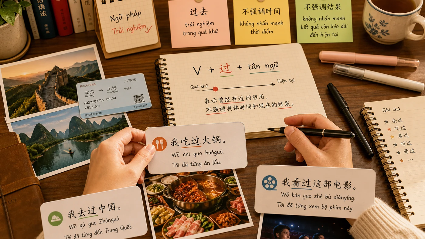 Ảnh minh họa công thức động từ cộng 过 để nói trải nghiệm đã từng