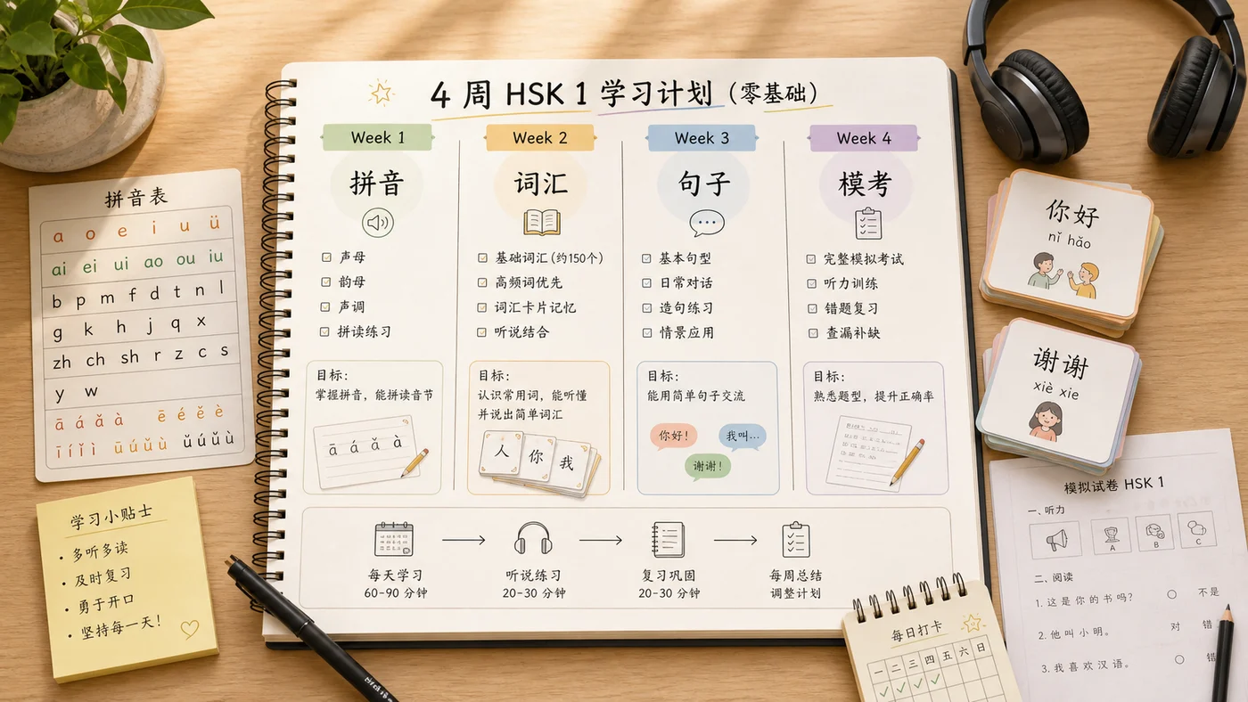 Lộ trình học HSK 1 trong 4 tuần cho người mới