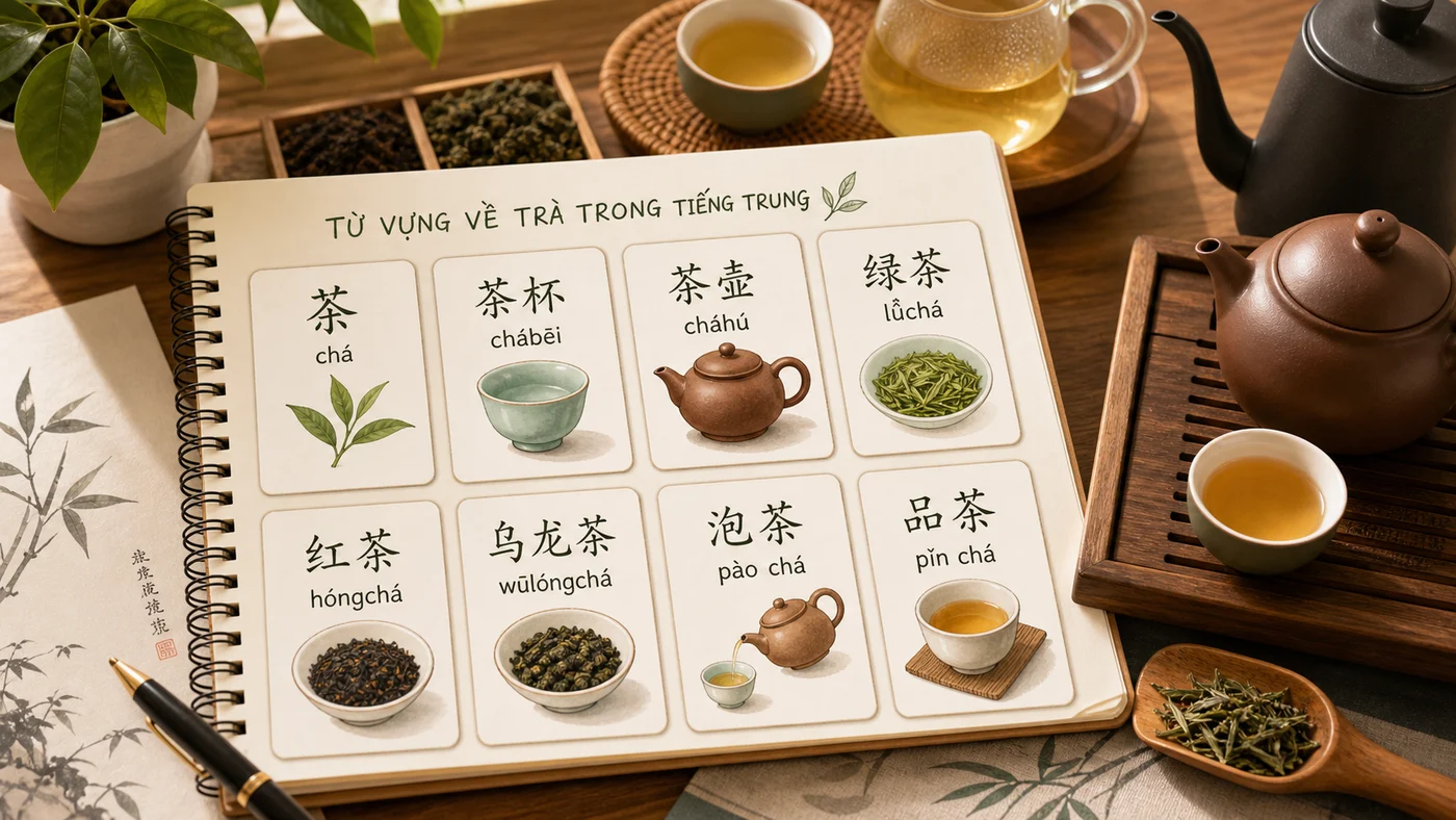 Từ vựng tiếng Trung về trà và dụng cụ pha trà